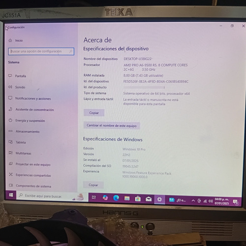 Cpu Lenovo M725s Amd Ram 8 Gb Ddr4 Disco 500 Gb Win10 Wifi (Reacondicionado)
