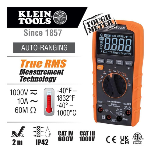 Multímetro Digital Klein Tools Mm720, Trms De Rango Automáti