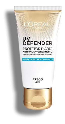 L'oréal Paris protetor solar facial diário fps60 uv defender hidratação 40g sem cor