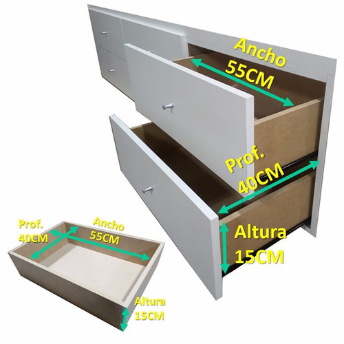 Imagen 2 de 7 de Cama Box Con Cajones
