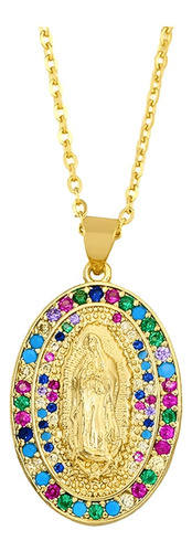 Collar Medalla Virgen De Guadalupe Joya Acero Dorado