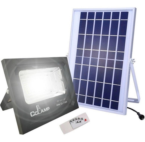 Reflector Led 50w Panel Solar Luz Blanca Control Remoto