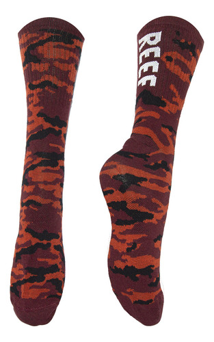 Medias 1/2 Caña Reef Crew Sock Camo Negro Bordo Hombre