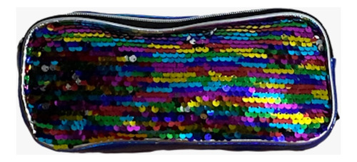 Lapicera Escolar 2 Cierres Colores Lentejuelas Reversible