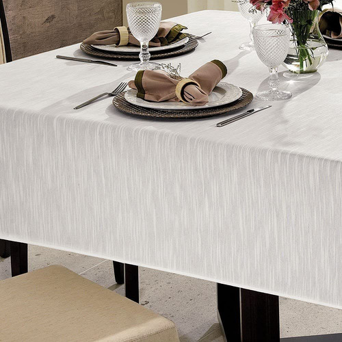 Imagen 3 de 4 de Mantel Dholer Antimancha Cuadrado Mesa 2x2m Blanco Natural