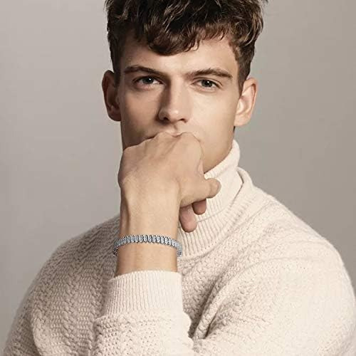 Mdfun Pulsera De Cadena De Plata Con Eslabones Italianos De