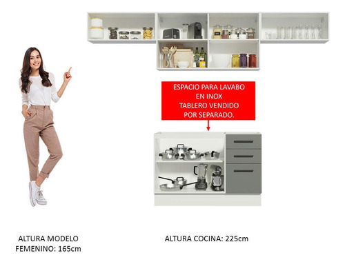 Cocina Integral Completa Modular Madesa Agata 280cm Bg 02
