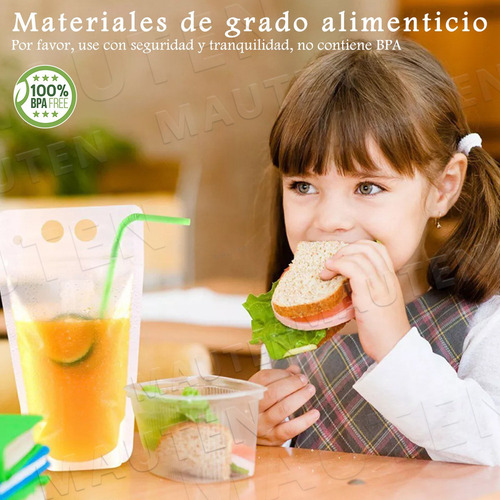 100 Bolsas Y Pajitas De Bebida Reutilizables Translúcidas