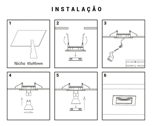 Kit3 Spot Embutir Recuado Direcionável P/ Mr16 Gu10