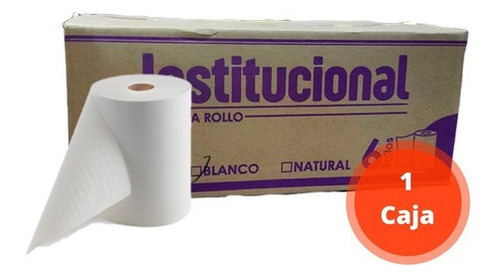 Toalla Para Secar Manos, 6 Rollos Color Blanco Con 180 M C/u