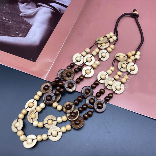 Collar Bohemio Multicolor Collar De Cuentas De Cafe Blanco
