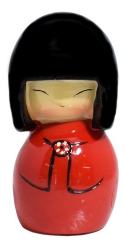 Kokeshi Muñeca Japonesa De Madera Roja 7,5cm Varios Modelos