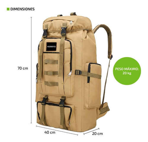 Imagen 3 de 8 de Mochila Tactica Camping 70-100 Lts Mochilero Ampliable