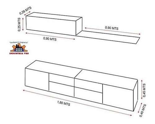 Mueble Centro De Entretenimiento Minimalista Melamine