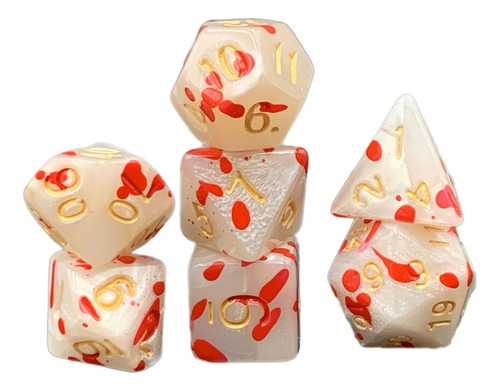 6 Juego De Dados Poliédricos De 7 Piezas, Rojo