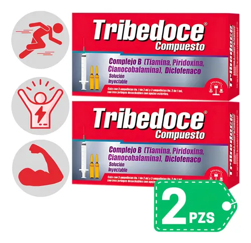 Tribedoce Compuesto Inyectable Complejo B, Diclofenaco 2 Pzs | Envío gratis