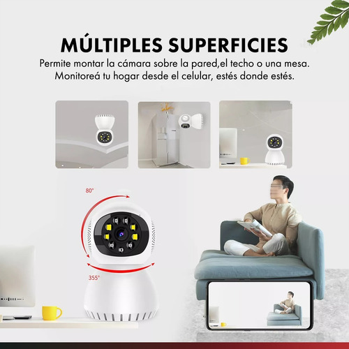 Imagen 6 de 10 de Mini Cámara Ip Wifi Domo App Vigilancia 2mpx Movimiento 360º