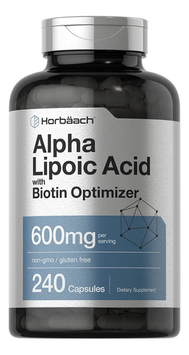 Acido Alfa Lipoico Premium 240 Cápsulas 600mg Eg A85 Sabor ND