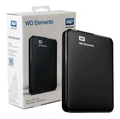 Disco duro externo Western Digital WD Elements Portable WDBUZG0010BBK 1TB negro