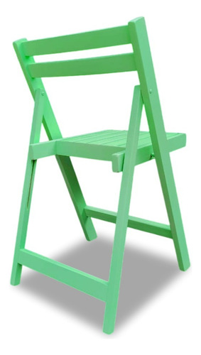 Mesa Bar 75x75 + 4 Silla Plegabl Madera Pino Eventos Colores Verde Agua Laca