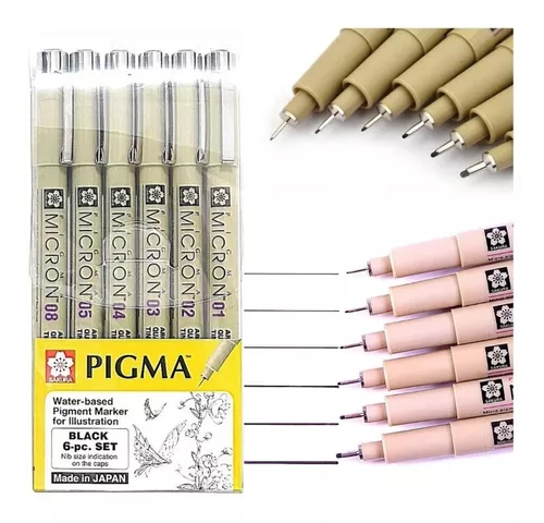 Set 10 Tiralíneas Pigma Micron Sakura Negro - ArtiarQ