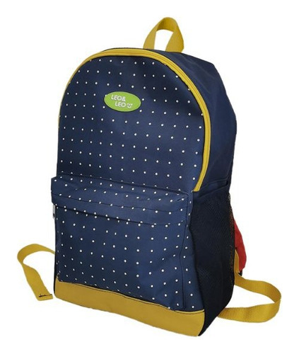 Mochila  Estojo Camping Escolar Infantil Teen Leo&leo Cor Azul Desenho do tecido Bolinha