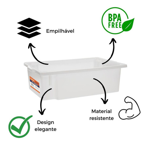 Kit 4 Bandeja Plastica Camara Fria Açougue Com Tampa 25 Lts Cor Transparente