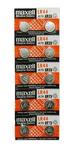 Bateria Lr44 (a76) 1,5v - Cartela 10 Peças - Maxell