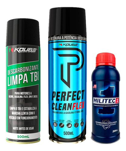 Kit Koube Perfect Clean Gasolina/flex + Limpa Tbi + Militec