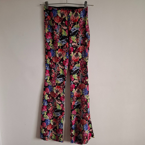 Pantalon De Fibrana Oxford Floreado Con Cierre Talle S