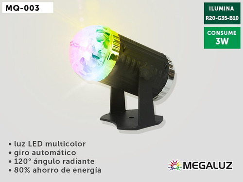 Cañon De Luces Led Rgb Foco Giratorio Multicolor 3w 6 Piezas