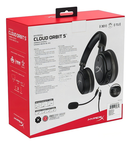 Fone de ouvido Hyperx Cloud Orbit S 7.1 3d Pc Ps4 Xbox Switch Cor Preto
