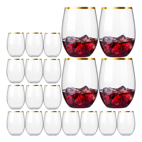 20 Vasos De Vino De Plástico Transparentes Para Party-fs
