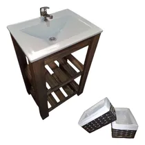 Comprar Vanitory De Pie De 50 Cm + Bacha + Griferia + Dos Canastos