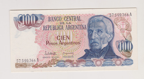 Billete Argentina 100 $ Bottero 2621 Año 1983 Sin Circular