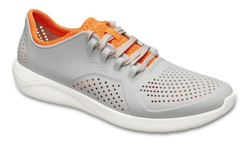 Imagem 2 de 6 de Crocs Literide Pacer Cinza/laranja