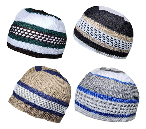 Juego De 4 Colores Surtidos Musulmán Beanie Skull Skull Cap 