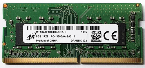 Memoria Ram 8gb Ddr4 Micron Mta4atf1g64hz-3g2e1 (Usado)