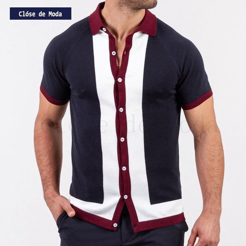 Nuevo Camisa De Punto Con Panel De Un Solo Botonadura