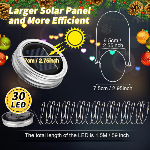 20 Sets Luces De Frasco Solar Mason 30 Led Fairy Lights Con