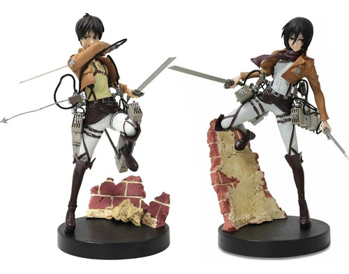 2 Figuras Attack On Titan Eren Y Mikasa - Furyu Originales