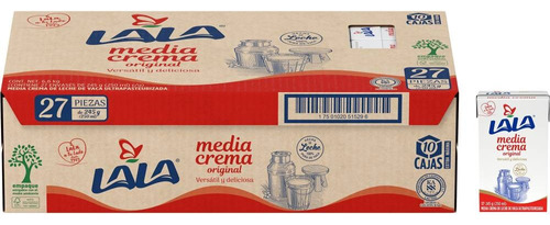 Caja Media Crema Lala 27 Piezas De 250 Ml C/u