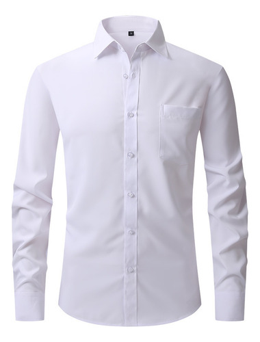 Camisa Slim Fit Manga Larga Para Hombre Casual E