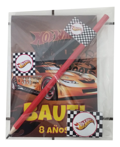 Souvenir Hotwheels - 30 Anotadores 30 Gomas Y 30 Lapiz