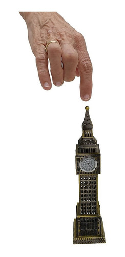 Imagem 2 de 6 de Miniatura Decorativa Torre Big Ben Com Relógio Metal 23,5 Cm