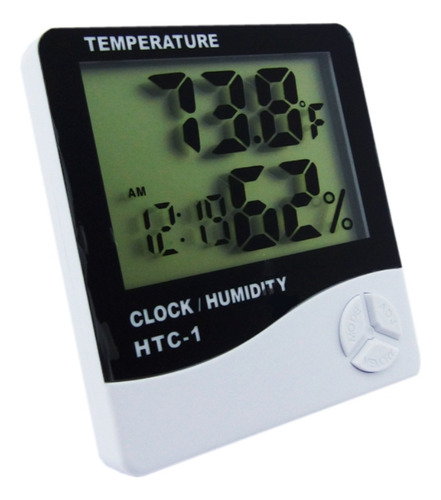 Medidor De Temperatura Y Humedad Con Reloj Y Alarma.