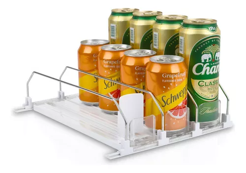  Dispensador de latas de soda para refrigerador con  deslizamiento empujador ajustable, perfecto para refrescos, cerveza y otras  bebidas (3 filas, 12 pulgadas de profundidad) : Hogar y Cocina
