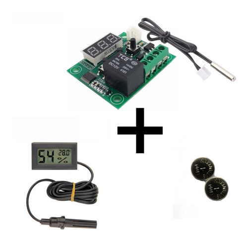 Kit Termostato Digital W1209 + Higrometro + Baterias