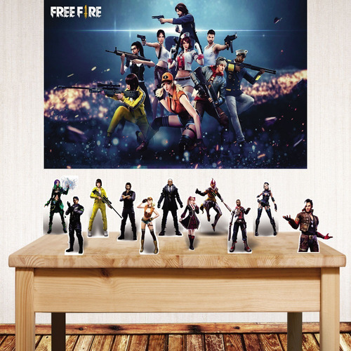 Kit Festa Free Fire Com 11 Displays De Mesa + 1 Painel