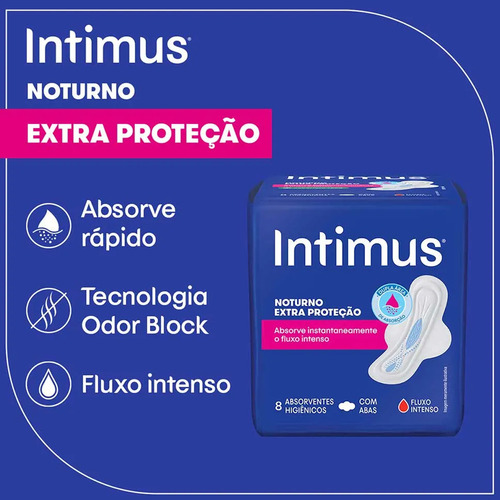 Absorvente Noturno Extra Proteção Com Abas 8 Unidade Intimus